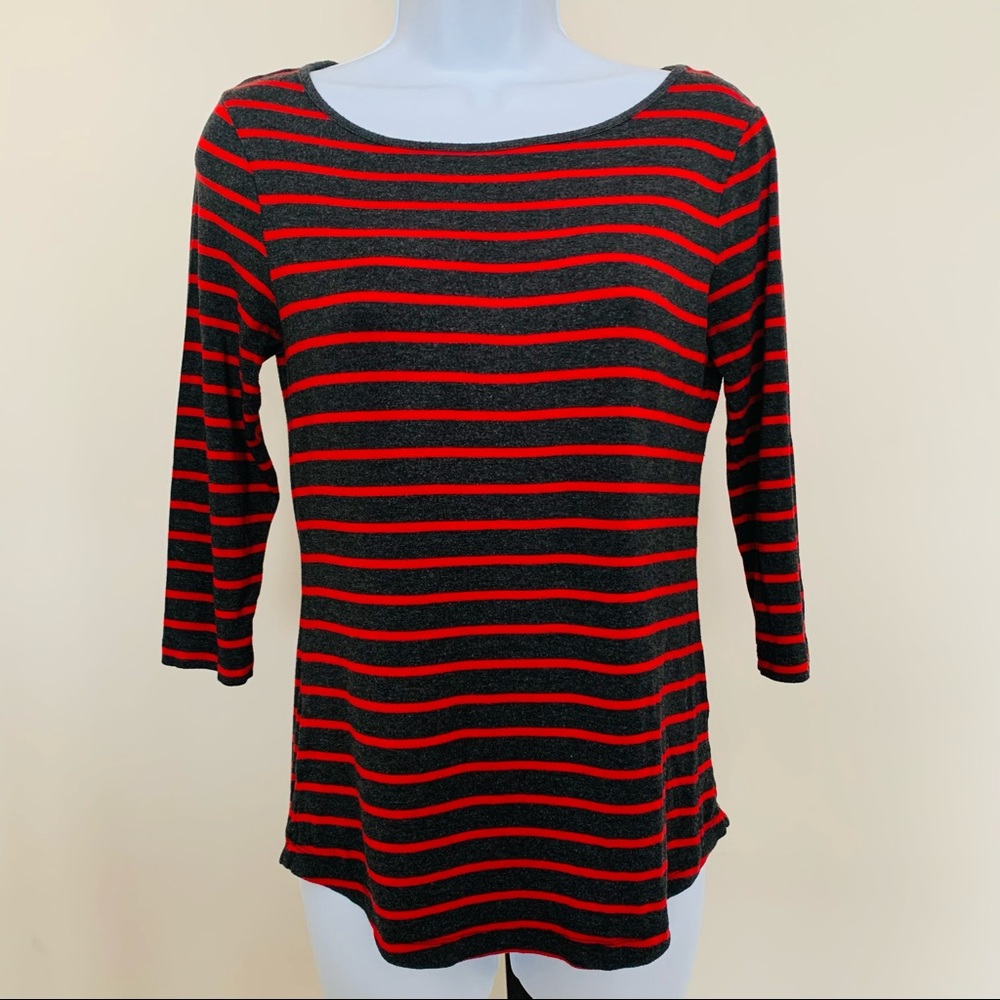 Red and Grey 3 Quarter Sleeve Top